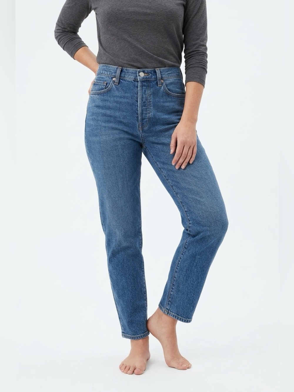 Old Navy Women's High-Rise Straight-Leg Jeans in Classic Blue